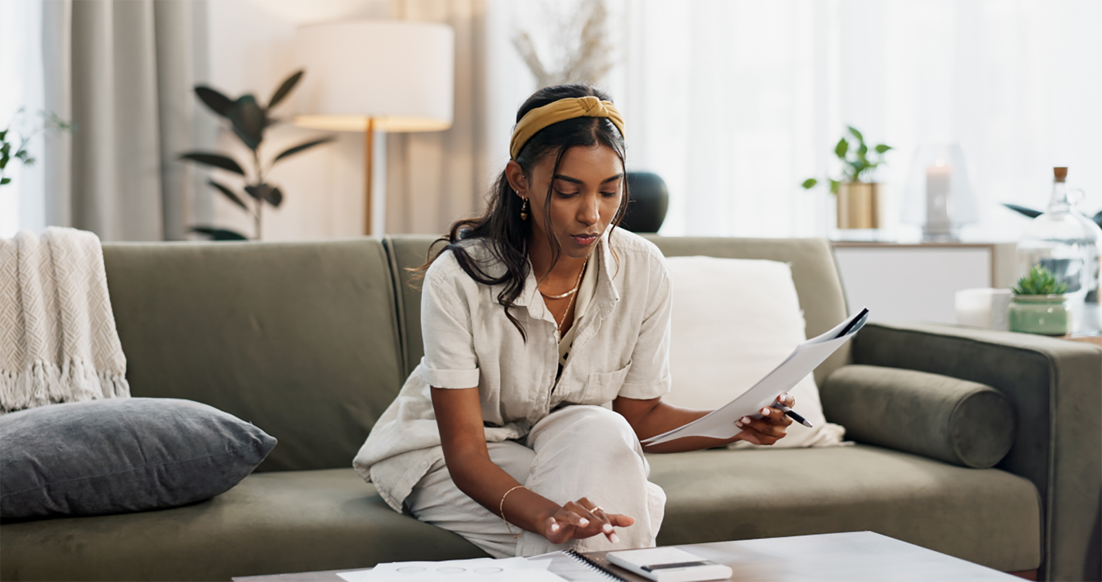Woman calculating a loan